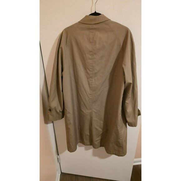 Glen Eagles Trench Coat Tan Collared Buttons Pockets Zip Liner Mens Size 40S Y2K - Picture 2 of 11
